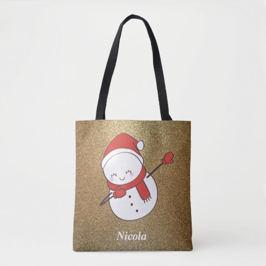 Funny Kerstmis Snowman Dabbing Tote Bag (Voorkant)