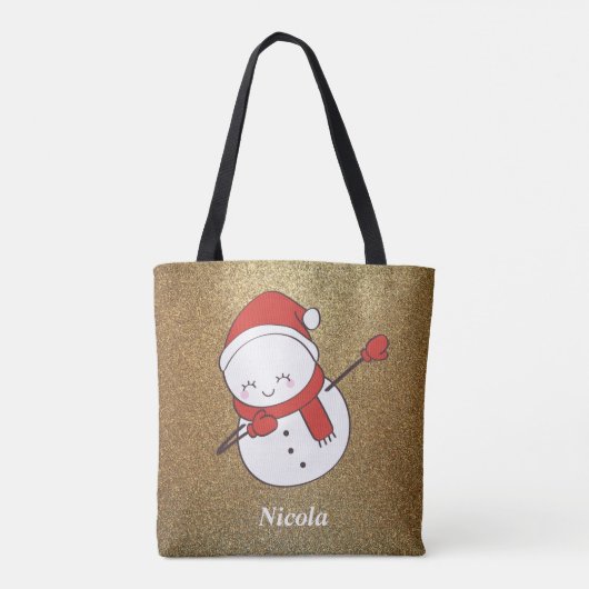 Funny Kerstmis Snowman Dabbing Tote Bag (Achterkant)