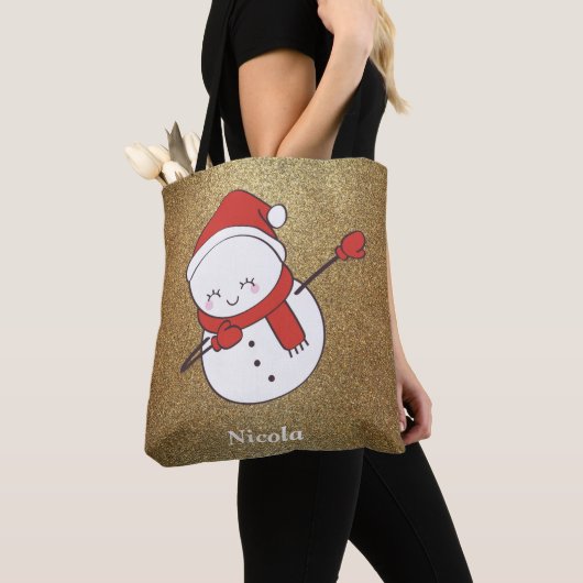 Funny Kerstmis Snowman Dabbing Tote Bag (Dichtbij)