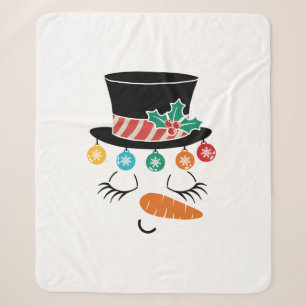 Funny Kerstmis Snowman Face Pet Sherpa Deken