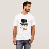 Funny Kerstmis Snowman Face Pet T-shirt (Voorkant volledig)