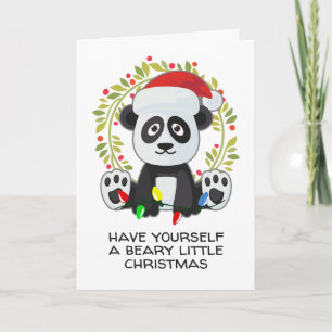 Funny Kerstmis Song Pun Panda Feestdagen Kaart