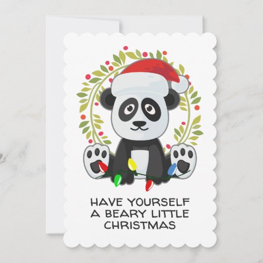 Funny Kerstmis Song Pun Panda Feestdagenkaart (Voorkant)