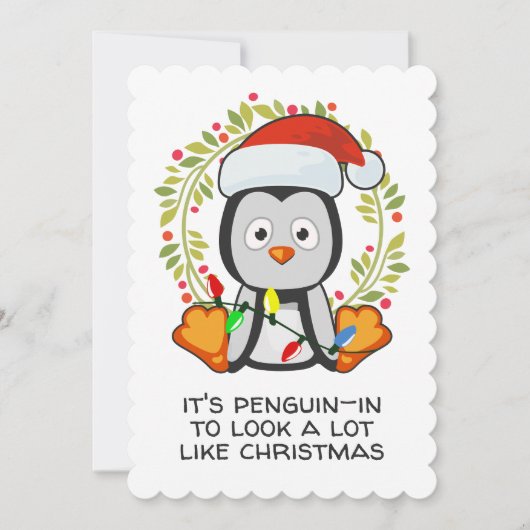 Funny Kerstmis Song Pun Penguin Feestdagenkaart (Voorkant)