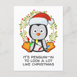 Funny Kerstmis Song Pun Penguin Feestdagenkaart