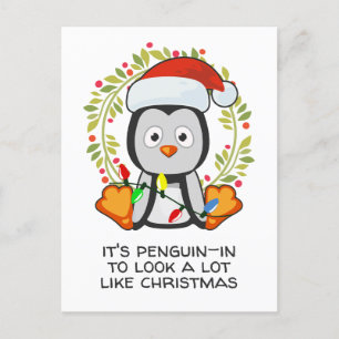 Funny Kerstmis Song Pun Penguin Feestdagenkaart
