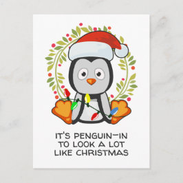 Funny Kerstmis Song Pun Penguin Feestdagenkaart