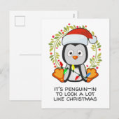 Funny Kerstmis Song Pun Penguin Feestdagenkaart (Voorkant / Achterkant)