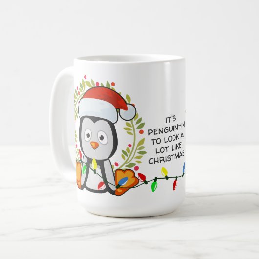 Funny Kerstmis Song Pun Penguin Koffiemok (Voorkant links)