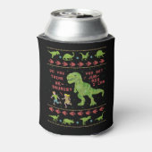Funny Kerstmis T Rex Dinosaur Pun Humor Faux Knit Blikjeskoeler (Blikje Achterkant)