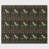 Funny Kerstmis T Rex Dinosaur Pun Humor Faux Knit Cadeaupapier (Vlak)