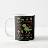Funny Kerstmis T Rex Dinosaur Pun Humor Faux Knit Koffiemok (Links)