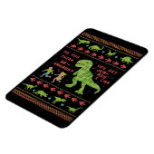 Funny Kerstmis T Rex Dinosaur Pun Humor Faux Knit Magneet (Linkerzijde)