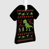 Funny Kerstmis T Rex Dinosaur Pun Humor Faux Knit Ornament (voorkant)