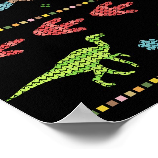 Funny Kerstmis T Rex Dinosaur Pun Humor Faux Knit Poster (Hoek)