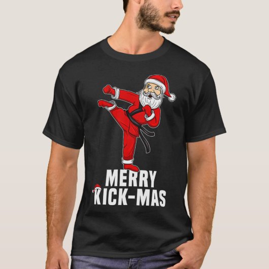 Funny Kerstmis Taekwondo Santa Merry Kickmas T-shirt (Voorkant)