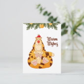 Funny Kerstmis Tiger Warm Wishes Feestdagenkaart (Staand voorkant)