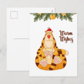 Funny Kerstmis Tiger Warm Wishes Feestdagenkaart (Voorkant / Achterkant)