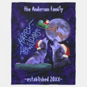 Funny Kerstmis Wolf Pun Happy Howlidays | Aangepas Fleece Deken (Voorkant)