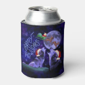 Funny Kerstmis Wolf Pun Happy Howlidays Blikjeskoeler (Blikje Voorkant)