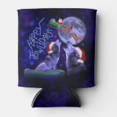 Funny Kerstmis Wolf Pun Happy Howlidays Blikjeskoeler (Voorkant)