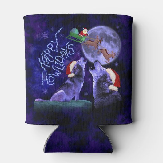 Funny Kerstmis Wolf Pun Happy Howlidays Blikjeskoeler (Achterkant)