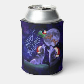 Funny Kerstmis Wolf Pun Happy Howlidays Blikjeskoeler (Blikje Achterkant)