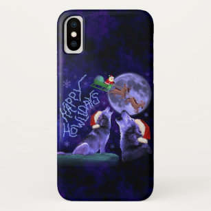 Funny Kerstmis Wolf Pun Happy Howlidays iPhone X Hoesje