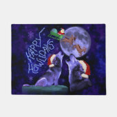 Funny Kerstmis Wolf Pun Happy Howlidays Deurmat (Voorkant)