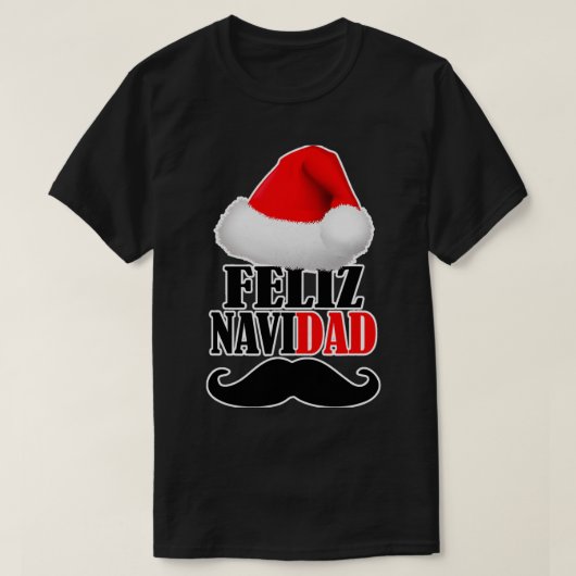 Funny Kerstpap Mustache Feliz T-shirt (Design voorkant)