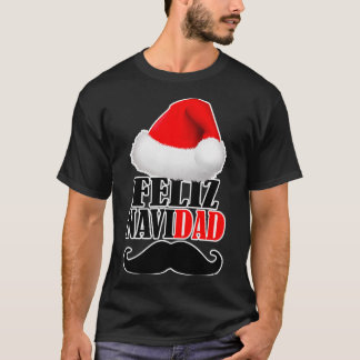 Funny Kerstpap Mustache Feliz T-shirt