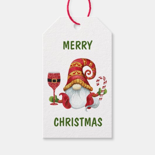 Funny Kerstparty Gnome Cadeaulabel (Voorkant)