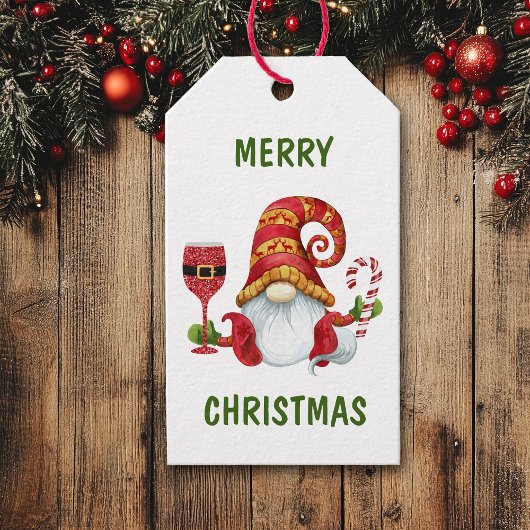 Funny Kerstparty Gnome Cadeaulabel