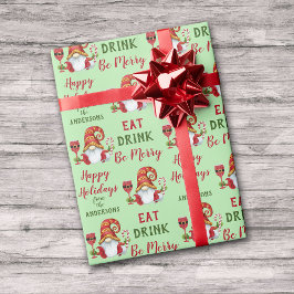 Funny Kerstparty Gnome Cadeaupapier