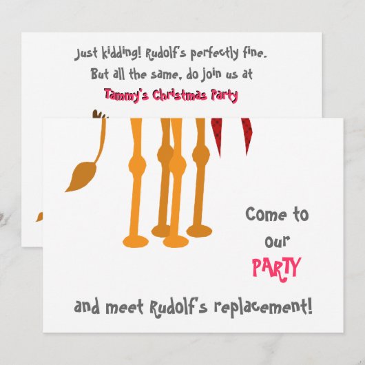 Funny Kerstparty Invitation Card (Camel) Kaart (Voorkant / Achterkant)