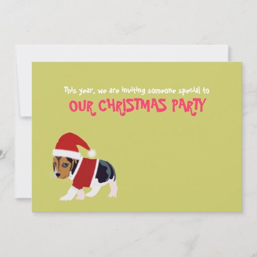 Funny Kerstparty Invitation Card (Dog) Kaart (Voorkant)