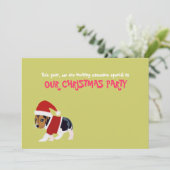 Funny Kerstparty Invitation Card (Dog) Kaart (Staand voorkant)