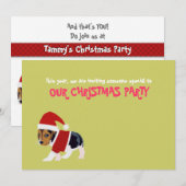 Funny Kerstparty Invitation Card (Dog) Kaart (Voorkant / Achterkant)