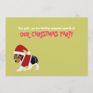 Funny Kerstparty Invitation Card (Dog) Kaart