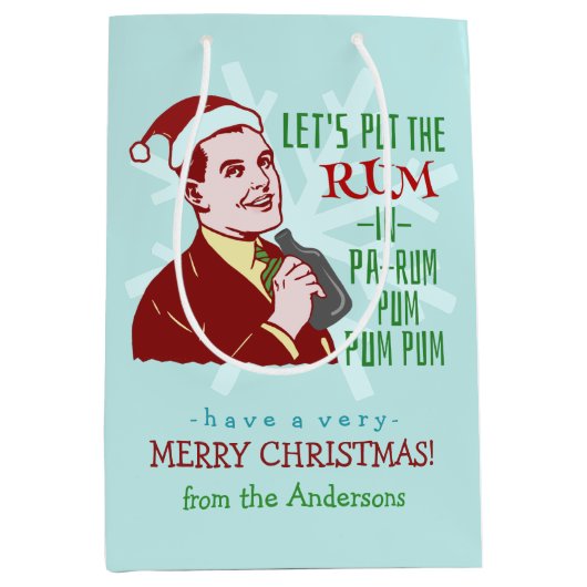 Funny Kerstparty Retro Rum Adult Holiday Medium Cadeauzakje (Voorkant)