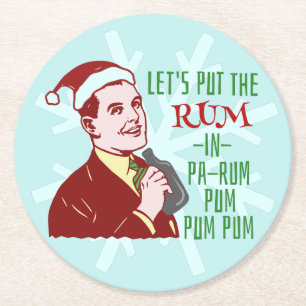 Funny Kerstparty Retro Rum Adult Holiday Ronde Kartonnen Onderzetter