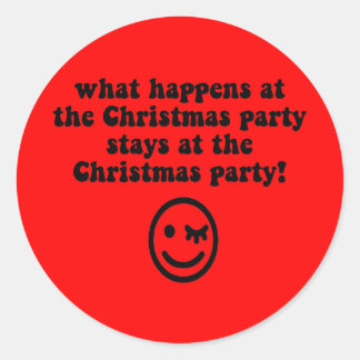 Funny kerstparty ronde sticker