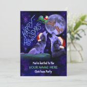 Funny Kerstparty Ugly Sweater Wolf Pun Kaart (Staand voorkant)