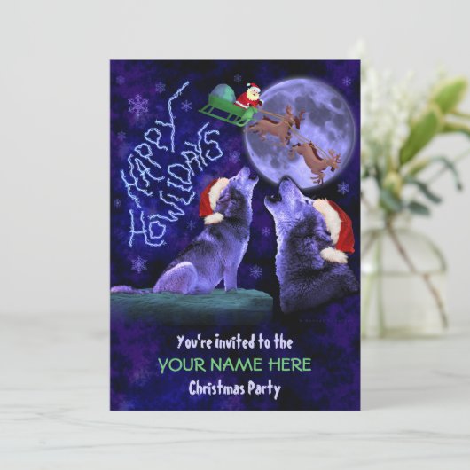 Funny Kerstparty Ugly Sweater Wolf Pun Kaart (Staand voorkant)