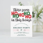 Funny Kerstparty Uitnodiging Ho's Open House (Staand voorkant)