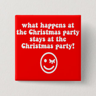Funny kerstparty vierkante button 5,1 cm