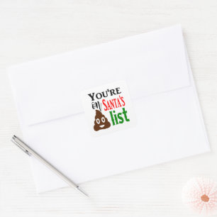 Funny kerstpoep Santa's lijst Vierkante Sticker