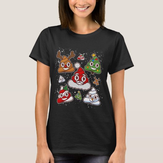 Funny Kerstpoop Emoji Shirt, Pajama T-shirt (Voorkant)