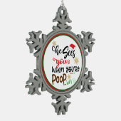 Funny Kerstpoop Holiday-sieraad Tin Sneeuwvlok Ornament (Links)