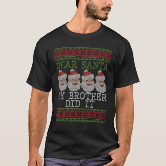 Funny Kerstpyjama Beste Santa Mijn broer T-shirt (Voorkant)
